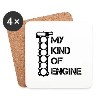 My kind of engine Mechaniker Geschenk Autofans - Untersetzer (4er-Set) - Weiß - Vorne