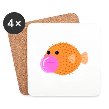 Puffer chewing gum kids funny gift idea - Coasters (set of 4) - white - Front