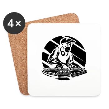 Singe pop pop babouin de Gaïïn DJ - Dessous de verre (lot de 4) - blanc - Devant