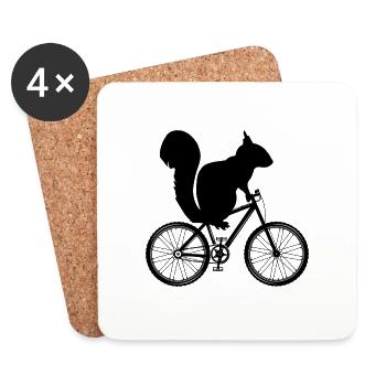 Squirrel Gift Bicycle Cyclist Sport - Coasters (set of 4) - white - Front