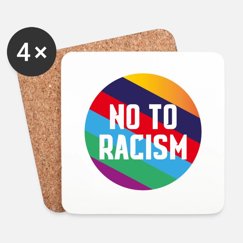 No to Racism - Untersetzer (4er-Set) - Weiß