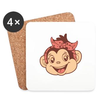 Girl Monkey Popo Monkey Baboon Monkey Monkey Monkey - Coasters (set of 4) - white - Front