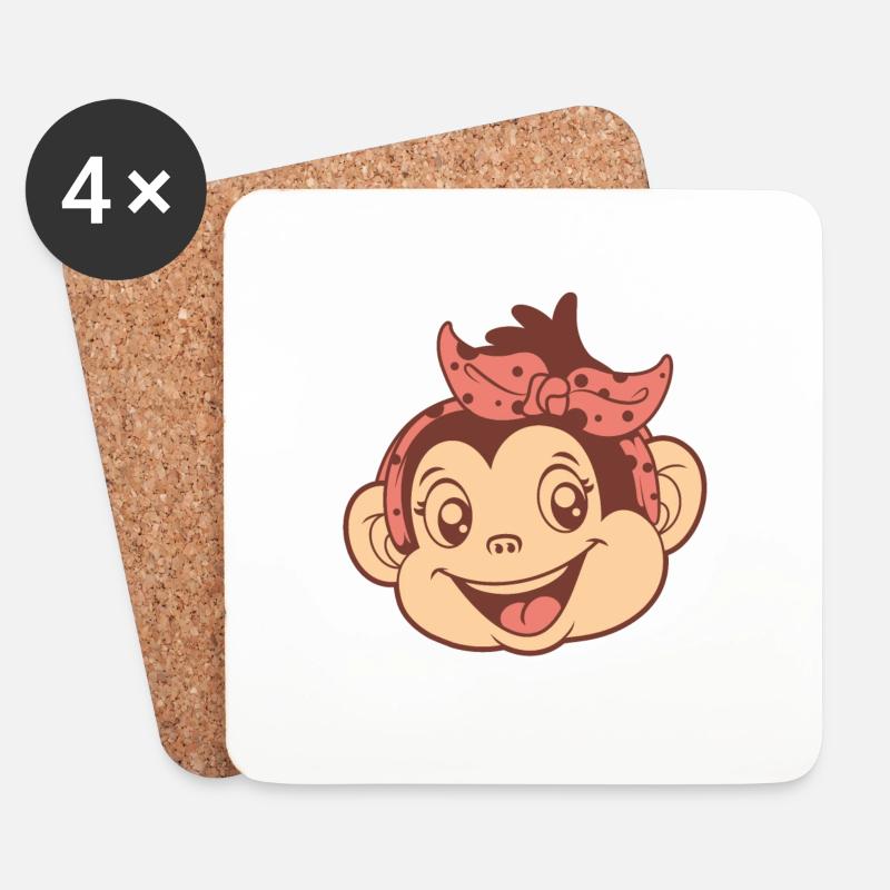 Mädchen Affe Popo Affe Pavianpopo Monkey Affen - Untersetzer (4er-Set) - Weiß