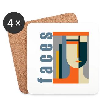 Faces - Dessous de verre (lot de 4) - blanc - Devant