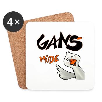 Gans Muede - Untersetzer (4er-Set) - Weiß - Vorne