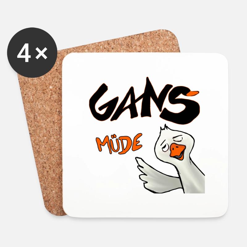 Gans Muede - Untersetzer (4er-Set) - Weiß