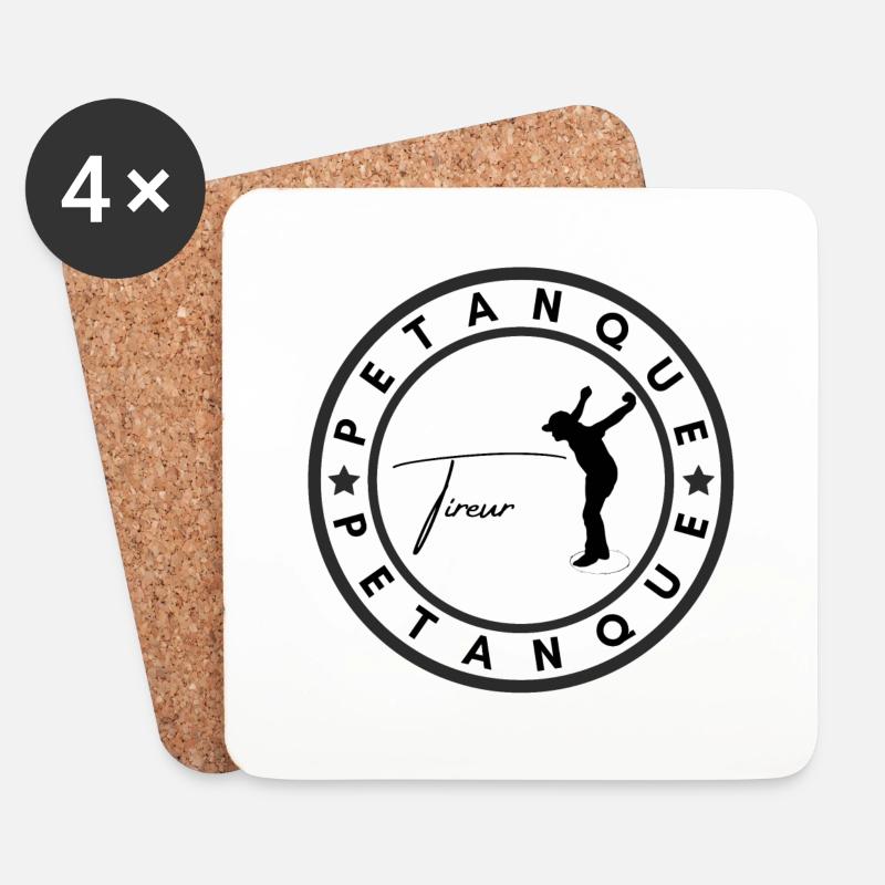 Petanque Logo Silhouette Tireur - Untersetzer (4er-Set) - Weiß
