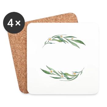 Cercle Floral personnalisable - Dessous de verre (lot de 4) - blanc - Devant