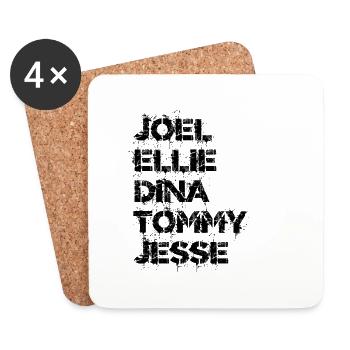 Joel ellie dina team jackson TLOU - Coasters (set of 4) - white - Front