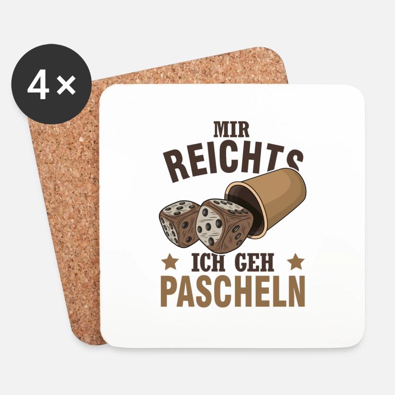 Würfelpoker Yahtzee Kniffeln Pascheln - Untersetzer (4er-Set) - Weiß