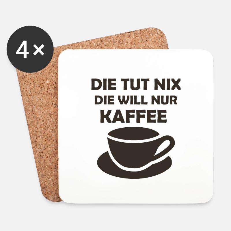 Kaffee Spruch Büro - Untersetzer (4er-Set) - Weiß