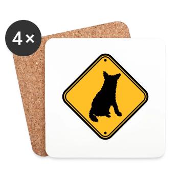 Caution biting dog - Coasters (set of 4) - white - Front