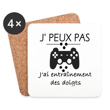 Je peux pas j'ai entrainement des doigts - Dessous de verre (lot de 4) - blanc - Devant