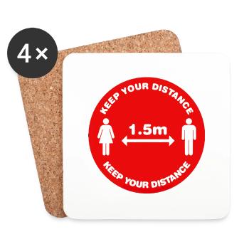 Keep your distance - Coasters (set of 4) - white - Front