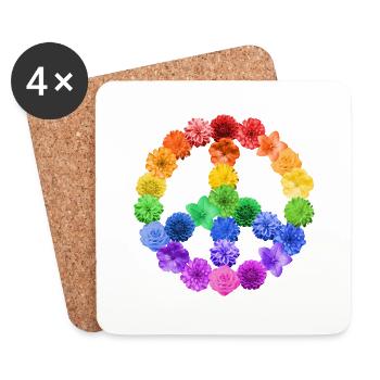 Blumen Peace Flowerpower - Untersetzer (4er-Set) - Weiß - Vorne