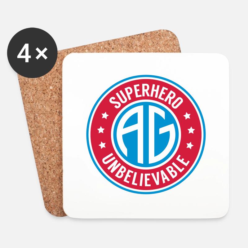 Super heros initial AG - Untersetzer (4er-Set) - Weiß