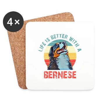 Bernese mountain dog - Coasters (set of 4) - white - Front