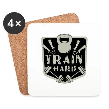 Trainiere hart - Untersetzer (4er-Set) - Weiß - Vorne