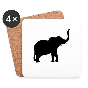 Eléphant - Dessous de verre (lot de 4) - blanc - Devant