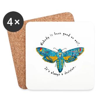Cérête de tête de mort - Dessous de verre (lot de 4) - blanc - Devant