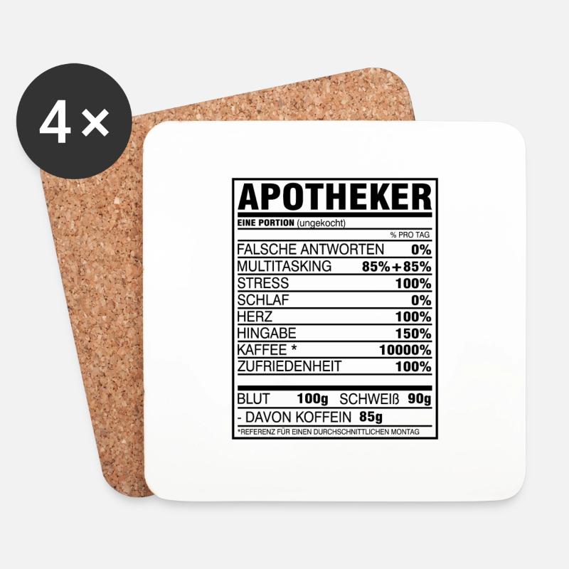 Apotheker Apotheke Geschenk - Untersetzer (4er-Set) - Weiß