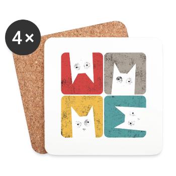 Quatre chats noirs fous regardez stupides - Dessous de verre (lot de 4) - blanc - Devant