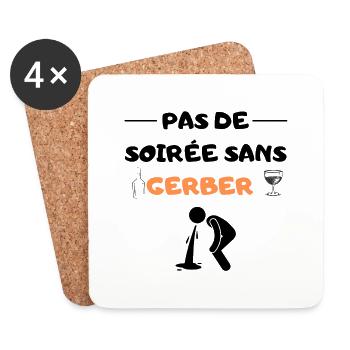 Pas de soirée sans gerber - Dessous de verre (lot de 4) - blanc - Devant