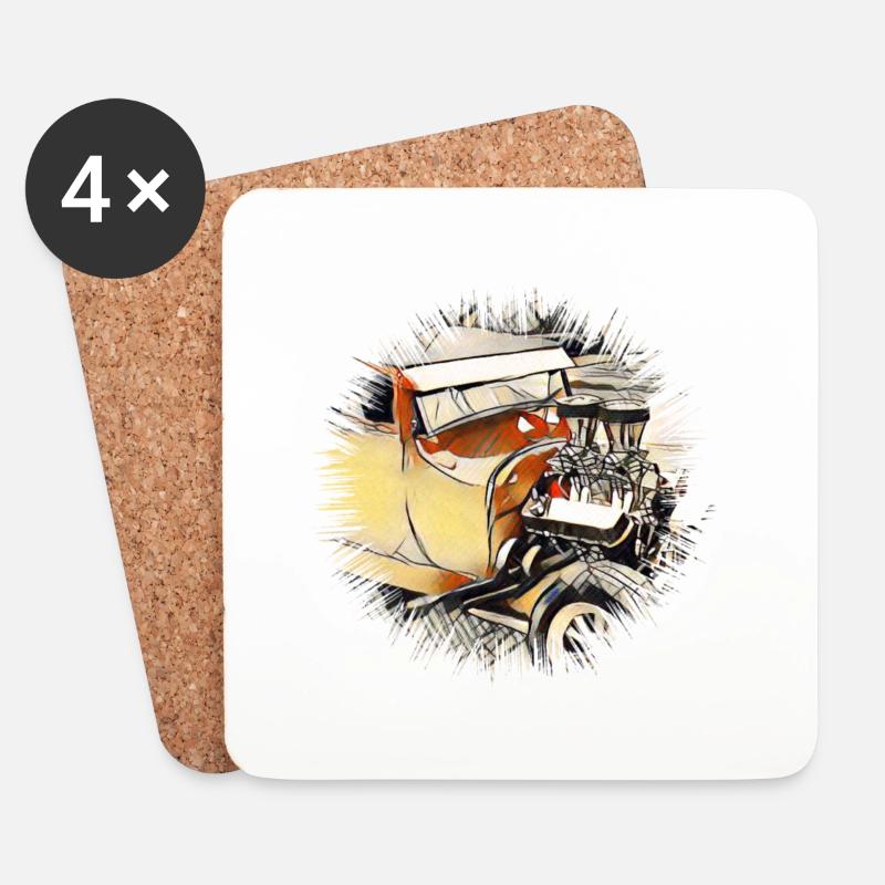 Auto - Untersetzer (4er-Set) - Weiß