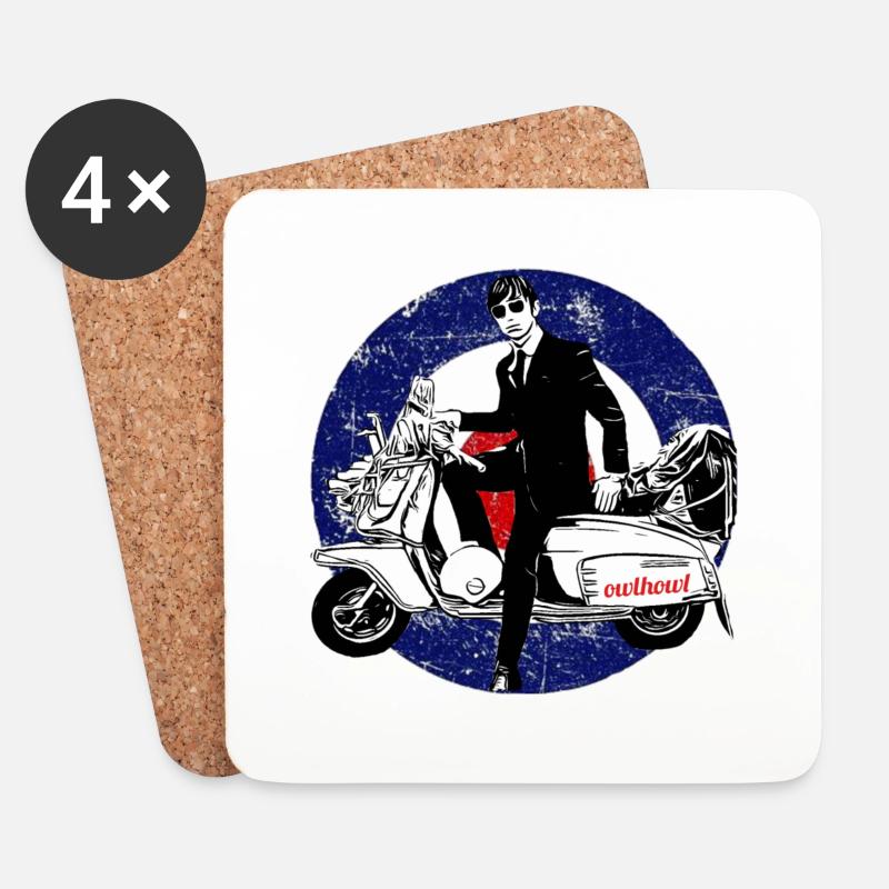 Roller Mod British - Coasters (set of 4) - white