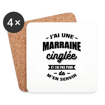 J'AI UNE MARRAINE CINGLÉE - Dessous de verre (lot de 4) - blanc - Devant