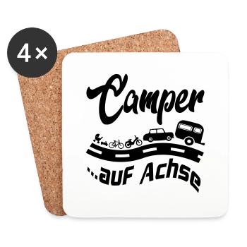 Camping Camper auf Achse Zelten Reisen - Untersetzer (4er-Set) - Weiß - Vorne