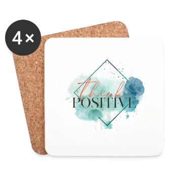 Pensez positif - citation motivationnelle - Dessous de verre (lot de 4) - blanc - Devant