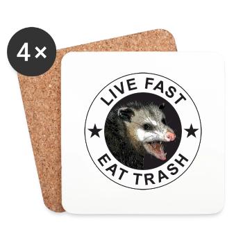 Live Fast Eat Trash Possum - Untersetzer (4er-Set) - Weiß - Vorne