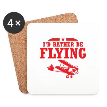 Flying Pilot aviation cadeau avion - Dessous de verre (lot de 4) - blanc - Devant