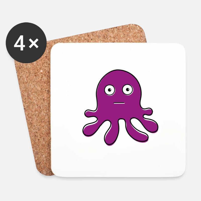 Purple octopus - Coasters (set of 4) - white