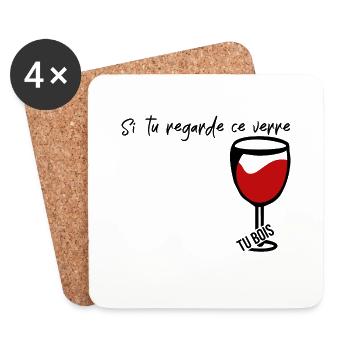 si tu regarde ce verre tu bois - Dessous de verre (lot de 4) - blanc - Devant