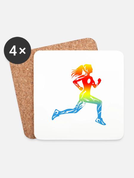 Runner Running Girl Tattoo Design Gift - Coasters (set of 4) - white