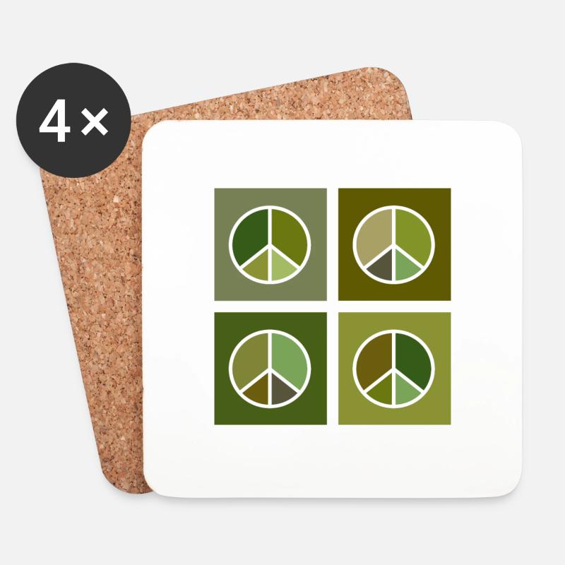 Peacezeichen Grün - Untersetzer (4er-Set) - Weiß