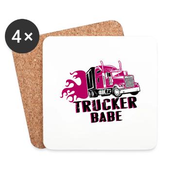 Trucker babe gift truck driver - Coasters (set of 4) - white - Front