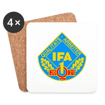 IFA Qualitätsarbeiter Q1 2021 DDR Auszeichnung - Untersetzer (4er-Set) - Weiß - Vorne