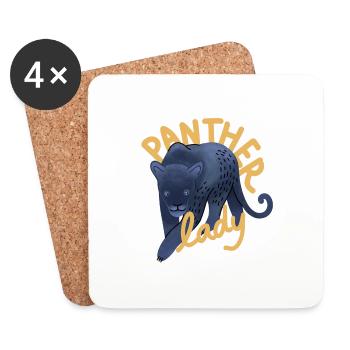 Hand drawn black Panther Lady - Coasters (set of 4) - white - Front