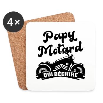 Papy motard qui déchire Grand père biker fan moto - Dessous de verre (lot de 4) - blanc - Devant