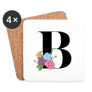 Buchstabe B blühende - Untersetzer (4er-Set) - Weiß - Vorne