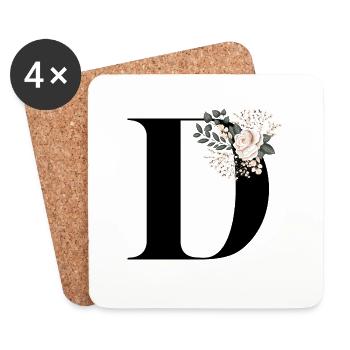 D flowery letter - Coasters (set of 4) - white - Front