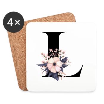 letter L flowered - Coasters (set of 4) - white - Front