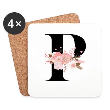 P flowery letter - Coasters (set of 4) - white - Front
