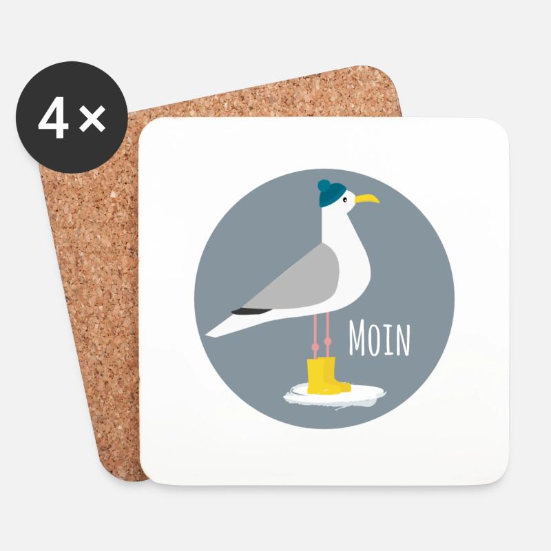 Möwe Winteroutfit - Untersetzer (4er-Set) - Weiß