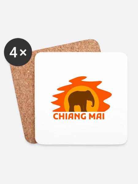 Thailand Chiang Mai Elefant Lustige Geschenkidee - Untersetzer (4er-Set) - Weiß