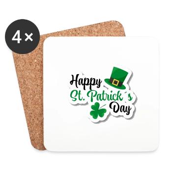happy st patricks day with 6090015 for the fans - Dessous de verre (lot de 4) - blanc - Devant