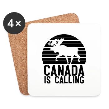Canada is calling gift flag Canadian - Coasters (set of 4) - white - Front